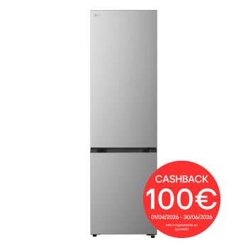 Vista frontale di Frigorifero combinato Fit & Max 60 cm | Classe B, 375 L | AI Inverter, Wi-Fi, Door Cooling, Total No Frost | Prime Silver GBBS322BPY